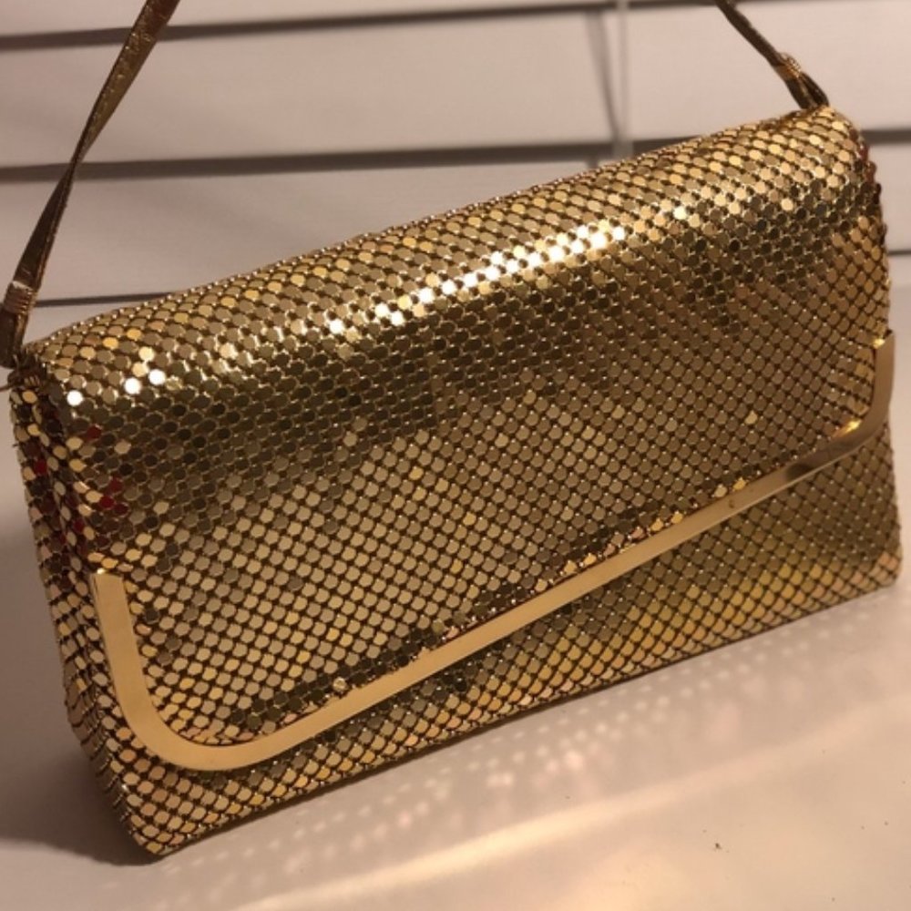 La Regale Gold Mesh Handmade Crossbody Purse, NWT